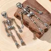 Charme des aiguilles d'oreille de conception d'Halloween europ￩en et am￩ricaine pleine de diamants personnalit￩ r￩tro exag￩r￩e squelette exag￩r￩e boucles d'oreilles squelettes