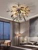 Light Luxury 2022 Bedroom Crystal Chandeliers Chrome Ceiling Lamp Restaurant Nordic Postmodern Master Bedroom Room Creative Flower Lamps