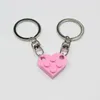 2Pcs Cute Love Heart Brick Keychain for Couples Friendship Women Men Girl Boy Elements Key Ring Birthday Jewelry Gift