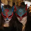Demon Slayer Glödande EL Wire Mask Kimetsu Inga Yaiba karaktärer Cosplay Kostym Tillbehör Japansk Anime Fox Halloween LED Mask GG0526