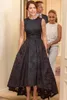 2022 Elegant Lace High Low Evening Occasion Dresses A Line Sleeveless Jewel Neck Formal Party Cocktail Gowns Mother of Bride Groom Wears Custom Made BC10142