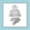 Conjuntos de ropa para niños Baby Maternity Girls Atfits Niños Letin Caplaed Coat Topsand 2P Dhiam