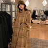Dameswol Blends Franse vintage geruite jas herfst en winter 2022 Britse stijl los medium Long Bery22