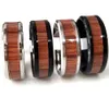 Bulk lots 50pcs Unique Silver Black Ring 8mm Comfort-fit Wood Grain Inlay Stainless Steel Ring255h