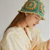 넓은 챙 모자 파나마 2022 패션 브랜드 태양 바이저 UV 보호 접이식 뚜껑 크로 셰 뜨개질 니트 멀티 컬러 버킷