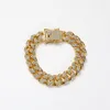 Hiphop Chain Cuban Link Armband Halsband för män och kvinnor Full Diamond Stone Silver Gold Jewelry4594536
