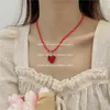 Pendant Necklaces Korean Charm Candy Color Beads Peach Heart Necklace For Women FashionVintage Colorful Y2k Jewelry Aesthetic 90s