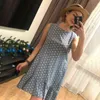 Women Summer Dress Fashion Polka Dot Ocleveless Beach Mini Dress for Women Print Print Short Louge Blue Sundress 2022 Plus y220526