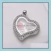 Lockets halsband hängsmycken smycken toppklass Fashion Heart Floating Locket Diy Transparenta Glass Frames Floatings Charms Wholesale Ship Dr