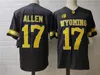 NCAA -Herren Wyoming Cowboy -Fußballtrikot 17 Josh Allen Stitched Trikots