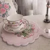 French Cerâmico Placemat Rosa Impressão Coaster Bowl Mat Mesa De Jantar Decoração Placemats Anti-Scald Tapetes Tapetes Pequenas Coaster