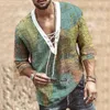 Wenyujh erkekler moda hippi keten gömlek rahat orta kol v boyun yaz plajı gevşek tişörtler düz renkli t gömlekler 220712