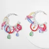 Boucles d'oreilles créoles avec fausse perle multicolore pour femmes bohème acrylique perlé boucles d'oreilles en forme de C bijoux de mode