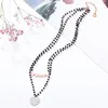 Pendentif Colliers Double couche Perles noires Chaîne Colliers en acier inoxydable Collier de coeur pour femmes Bohême Bijoux Cadeau élégant 2022