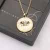 Luxury Designer Brand Double Letter Pendant Necklaces Chain Head Round 18K Gold Plated Crysatl Rhinestone Sweater Newklace for Women Wedding Jewerlry Accessories