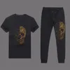 Tracksuits voor heren exclusieve heren Summer Spring boren schedel T-shirt broek 2-delige set lichte buiten vrije tijd designmen's