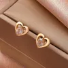 Stud Europäischen Und Amerikanischen Einfache Kristall Liebe Ohrringe Für Frauen Zirkon Pfirsich Herz Korea Elegante Mode JewelryStud Odet22 Farl22