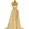 Robe de bal en satin de soie ivoire plis robes de soirée sirène sans bretelles balayage train robes d'occasion spéciale