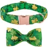 Dog Collars & Leashes Unique Style Paws Cotton Collar With Bow Tie Easter Green St Patricks Day Durable For CatDog