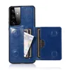 Schokbestendige telefoonhoesjes voor Samsung Galaxy S22 S21 S20 Note20 Ultra Note10 Plus Dual Magnetic Buckle Solid Color Pu Leather Standstand Beschermingskas met kaartslots