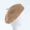 Lente zomer vrouwen baret stro hoed baret retro literaire pure kleurschilder hoed j220722