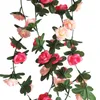 装飾的な花の花輪ローズ人工葉ガーランドvine偽の葉の花の壁ぶら下がっているバスケットオーキッドウェディングパーティーホーム装飾ヴィオール