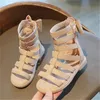 Kids Meisjes Designer Sandalen Peuter Baby Gladiator Schoenen Kinderen Prinses strik Hoge Laarzen Maat 22-31