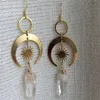 Dangle New Hippie Tribal Sun Crescent Boucles D'oreilles En Laiton Couleur Sorcière Bijoux Bohême Anniversaire Magique Pierre Claire Point Femmes Mode Cadeau GC1198