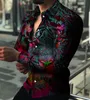 Мужские повседневные рубашки осень высококачественная модная мужская одежда леопардовая печать мужская рубашка с длинным рукавом выпускной вечер