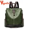 Yogodlns Vintage PU Leather Backpack Women Big Capacity Travel Backpack Teenager School Bag Female Business Knapsack Luxury Bag 220323