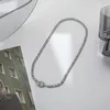 Catene Collane con ciondolo rotondo in acciaio inossidabile argento per uomo Donna Catena spessa Chiusura a levetta Collana con colletto punk Gioielli Catene all'ingrosso