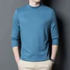 MLSHP Turtleneck Collar Male T-shirts Spring and Autumn Solid Color SILK Long Sleeve Casual Mens T-shirts Simple Man Tees 3XL T220808