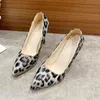 2022 Nya våren Sexig Leopard Women Shoes High Heels Elegant Office Pumps Shoes Women Animal Print Pointed Toe Singles Shoes G220520