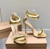 Gianvito Rossi de alta qualidade Rossi 10,5cm Saixas de salto de sandálias Sapatos de vestido Sapatos para mulheres Sandálias de designer de luxo de verão Belso calcanhão de tira preto calçados traseiros