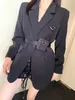 Dames Suits Blazers Designer Triangle Label Fashion met taille tas riempak top