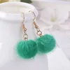 Lovely Candy Color Faux Fur Ball Dangle Earrings For Women Cute Soft Pompom Ear Hook Drop Earring Jewelry Girls Christmas New Year Gift