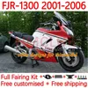 OEM-karosseri för Yamaha FJR-1300 FJR 1300 A CC FJR1300A 01-06 MOTO BODYS 36NO.11 FJR1300 01 02 03 04 05 06 FJR-1300A 2001 2002 2003 2004 2005 2006 FAIRING KIT ALL PULPLE