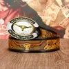 Celts Western Cowboy Men's Leather Dai Personalidade em Releveito Cinturão Juventude Trendência Domineadora de Bucklenchas Cabeça Bucklets