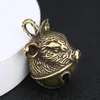 Decorative Objects & Figurines Brass Handicraft Keyring Casting Pig Magic Bell Key Car Button Wind Tibetan Bronze Creative Gift Home Decorat