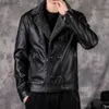 2022 NEW SPRIST AUTURN MEN FAUX LEATHER JACKET OUTFIT MALE VINTAGE STAND Collar Motorcycle Zipper 5XL L220801