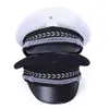 Men039s Military Balise Hats Flat Navy Captain Policeman Cap Security Uniformer Costume Cosplay Stage Performance Caps1945565