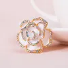 Simple Elegant Crystal Rhinestone Alloy Flower Brooches Women Wedding Collar Buckle Clothing Jewelry Accessories Brooch Gift