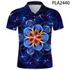 Herrpolos sommarblomma 3d tryckt skjorta män streetwear mode camisas harajuku cool kort ärm avslappnad hombres ropamen's Men'smens mil