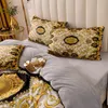 Модные золотые зимние дизайнерские постельные принадлежности набор бархатных пуховых покрытий.