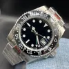 Herrenuhr, 41 mm, automatisches mechanisches Uhrwerk, komplett aus Edelstahl, Schiebeverschluss, blau-schwarze Keramik-Saphir-Armbanduhren, super leuchtende Montre de Luxe