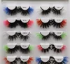 Neueste 3D-Nerzwimpern, bunt, 100 % Nerzwimpern, Mischungsfarbe, Rosa, Blau, Rot, Weiß, falsche Wimpern, flauschige, weiche Zilien