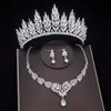 Luxury Crystal Bridal Jewelry Sets Women Fashion Tiaras Earrings Choker Necklace Wedding Dress Bride Crown Set Accessory 220812