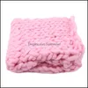 Couvertures Emmaillotage Pépinière Literie Bébé Enfants Maternité Arrivées Laine Tricotée Crochet Bébé Couverture Né Pographie Accessoires Chunky Tricot Panier