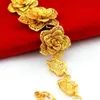 Lüks Telkari Çiçek Şekilli Kadın Bilezik Bilek Zinciri 18 K Sarı Altın Dolu Düğün Nişan Gelin Takı Hediye