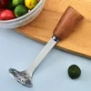 Herramienta de verduras de frutas machacador de papa de acero inoxidable con manipulación de madera que no se desliza puré de papas presionadas JLB15498